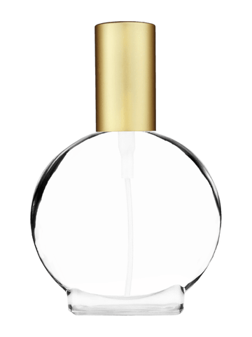 Circle design 50 ml, 1.7oz  clear glass bottle  with matte gold spray pump.