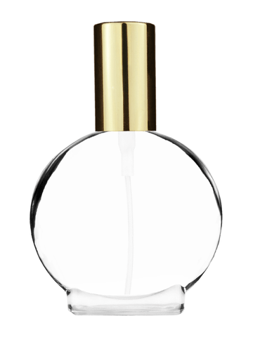 Circle design 50 ml, 1.7oz  clear glass bottle  with shiny gold spray pump.