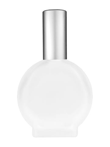Circle design 30 ml,Frosted glass bottle with sprayer and matte silver cap.
