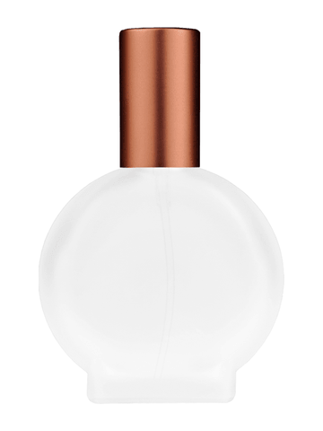 Circle design 50 ml, 1.7oz  frosted glass bottle with  matte copper spray pump.