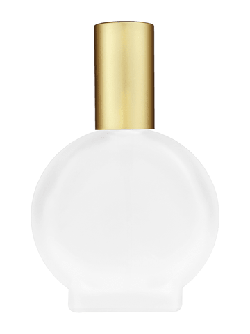 Circle design 50 ml, 1.7oz  frosted glass bottle with  matte gold spray pump.
