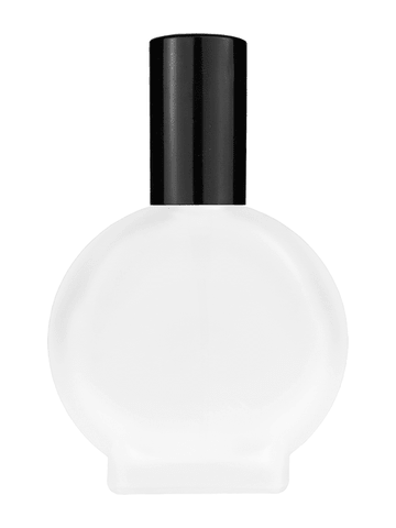 Circle design 50 ml, 1.7oz  frosted glass bottle with  shiny black spray pump.