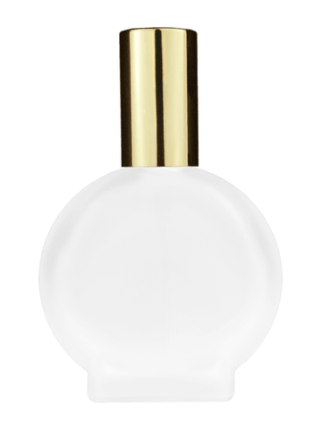 Circle design 50 ml, 1.7oz  frosted glass bottle with  shiny gold spray pump.