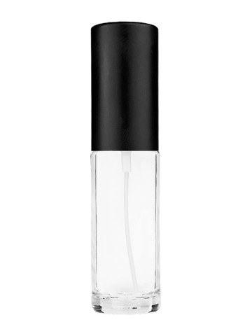 Cylinder design 5ml, 1/6oz Clear glass bottle with matte black spray.