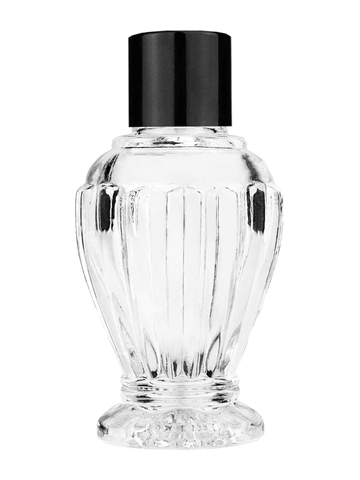 Diva design 30 ml, 1oz  clear glass bottle  with reducer and black shiny cap.