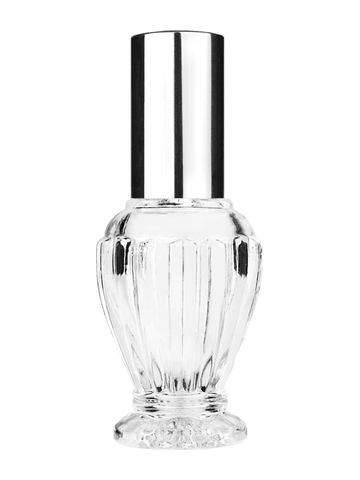 Diva design 30 ml, 1oz  clear glass bottle  with shiny silver spray pump.