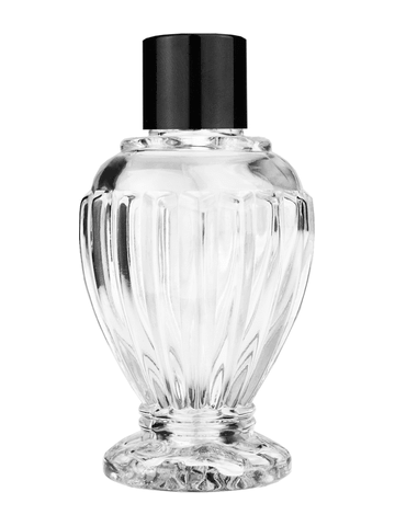 Diva design 46 ml, 1.64oz  clear glass bottle  with reducer and black shiny cap.