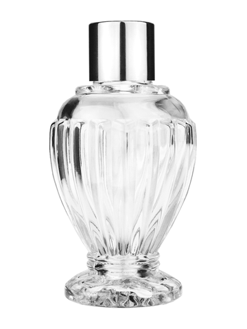 Diva design 46 ml, 1.64oz  clear glass bottle  with reducer and shiny silver cap.