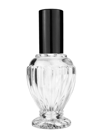 Diva design 46 ml, 1.64oz  clear glass bottle  with shiny black spray pump.