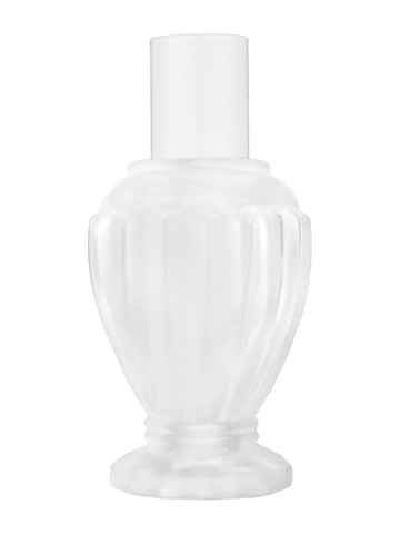Diva design 46 ml, 1.64oz frosted glass bottle with reducer and white cap.