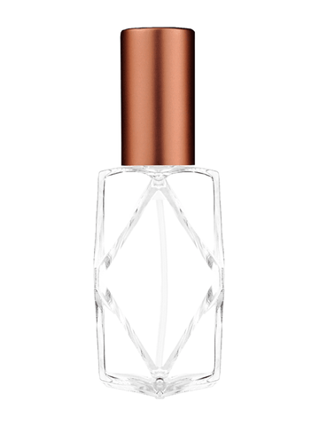 Diamond design 60ml, 2 ounce  clear glass bottle  with matte copper spray pump.