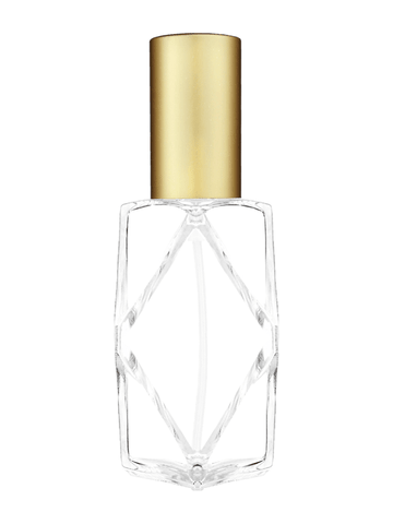 Diamond design 60ml, 2 ounce  clear glass bottle  with matte gold spray pump.