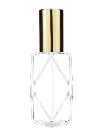 Diamond design 60ml, 2 ounce  clear glass bottle  with shiny gold spray pump.