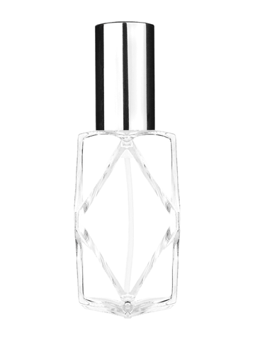 Diamond design 60ml, 2 ounce  clear glass bottle  with shiny silver spray pump.