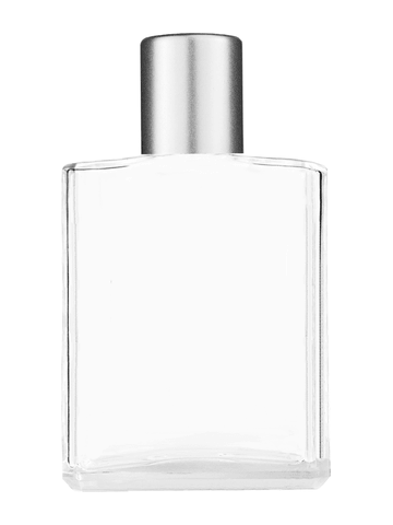 Elegant design 60 ml, 2oz  clear glass bottle  with reducer and tall silver matte cap.