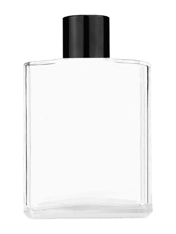 Elegant design 60 ml, 2oz  clear glass bottle  with reducer and black shiny cap.