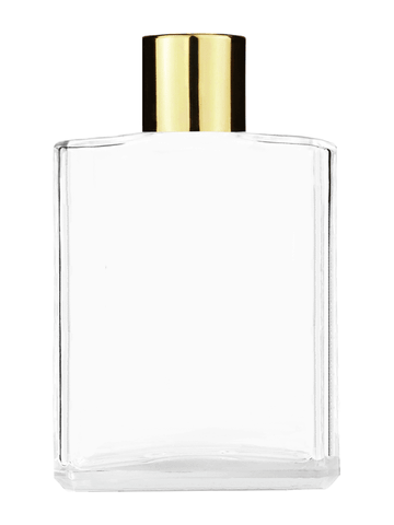 Elegant design 60 ml, 2oz  clear glass bottle  with reducer and shiny gold cap.