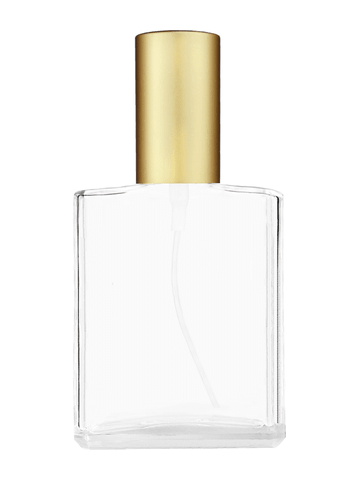 Elegant design 60 ml, 2oz  clear glass bottle  with matte gold spray pump.