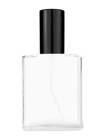 Elegant design 60 ml, 2oz  clear glass bottle  with shiny black spray pump.