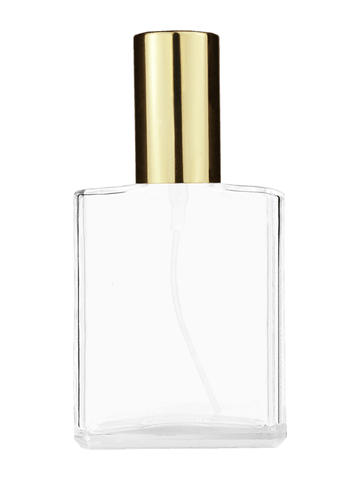 Elegant design 60 ml, 2oz  clear glass bottle  with shiny gold spray pump.