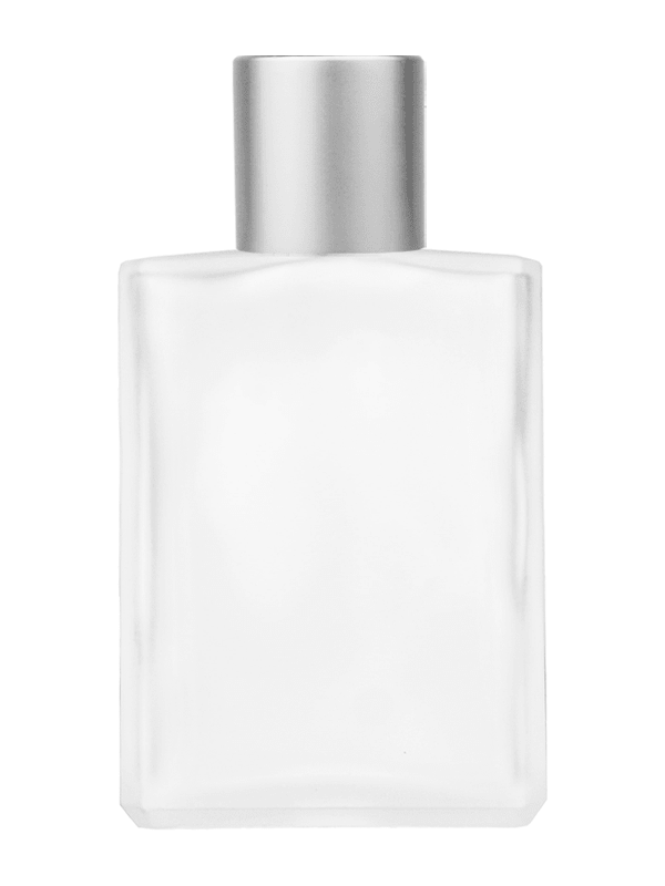 Empty frosted glass bottle with short matte silver cap capacity: 15ml, 1/2oz. For use with perfume or fragrance oil, essential oils, aromatic oils and aromatherapy.