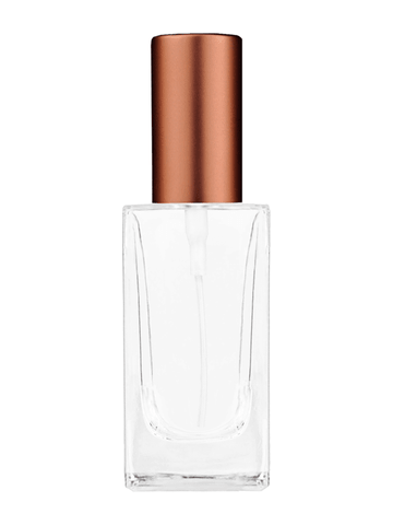 Empire design 50 ml, 1.7oz  clear glass bottle  with matte copper spray pump.