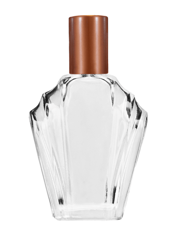 Flair design 13ml Clear glass bottle with metal roller ball plug and matte copper cap.