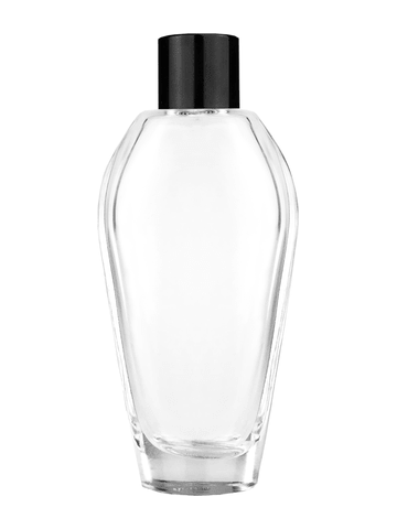 Grace design 55 ml, 1.85oz  clear glass bottle  with reducer and black shiny cap.