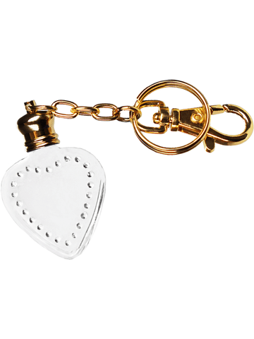 Heart design 4 ml, Clear glass bottle with gold key chain.