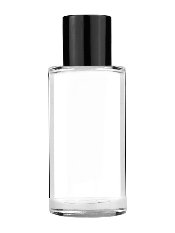 Cylinder design 9ml Clear glass bottle with black short cap.