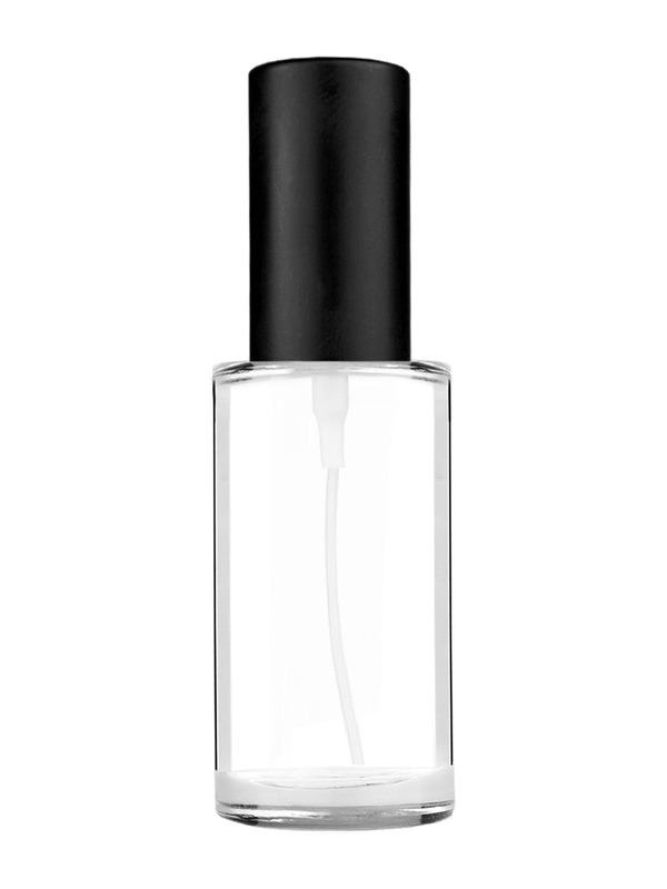 Cylinder design 9ml Clear glass bottle with matte black spray.