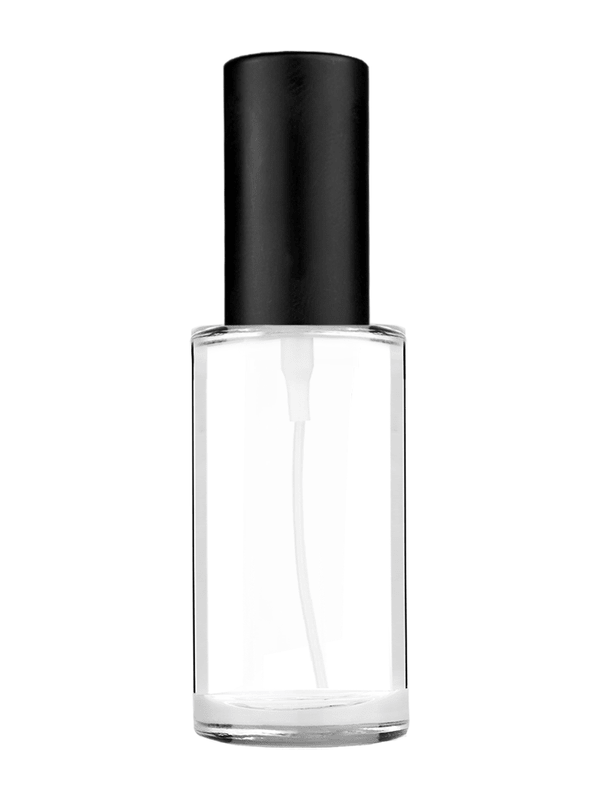 Pillar design 9ml Clear glass bottle with matte black spray.