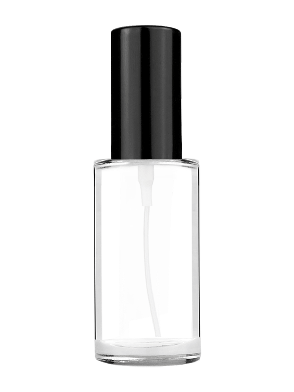 Pillar design 9ml Clear glass bottle with shiny black spray.