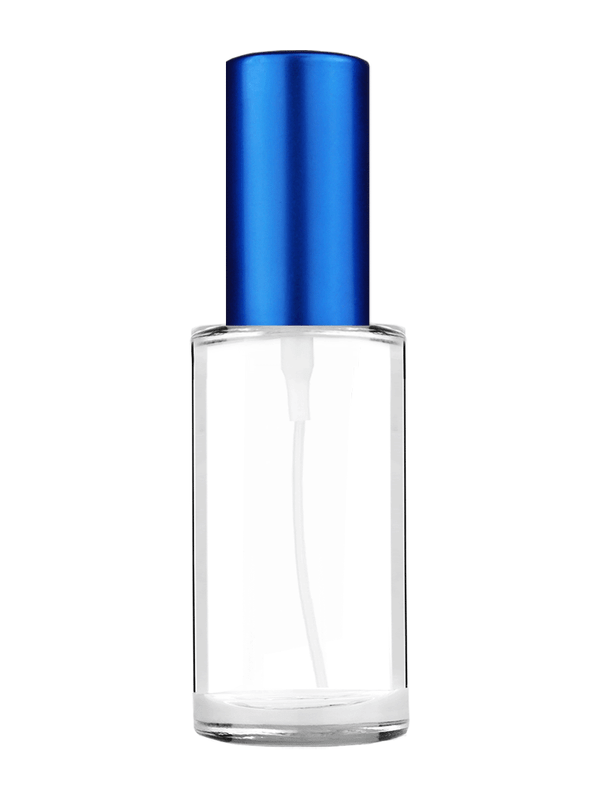 Cylinder design 9ml Clear glass bottle with matte blue spray.