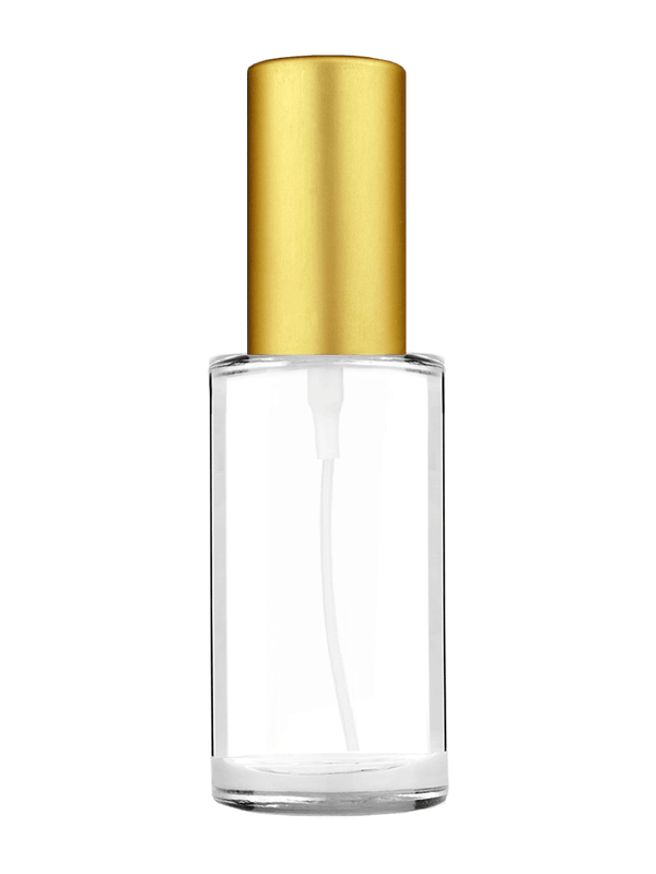 Cylinder design 9ml Clear glass bottle with matte gold spray.