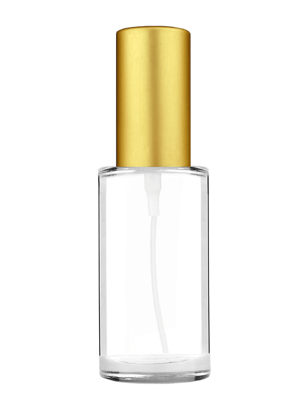 Pillar design 9ml Clear glass bottle with matte gold spray.