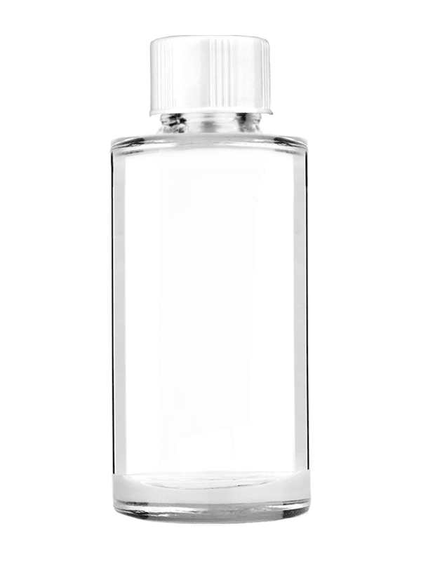 Cylinder design 9ml Clear glass bottle with short white cap.