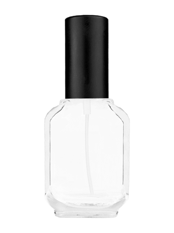 Footed rectangular design 15ml, 1/2oz Clear glass bottle with matte black spray.