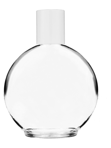 Round design 128 ml, 4.33oz  clear glass bottle  with reducer and white cap.