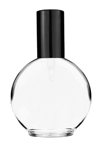 Round design 128 ml, 4.33oz  clear glass bottle  with shiny black spray pump.
