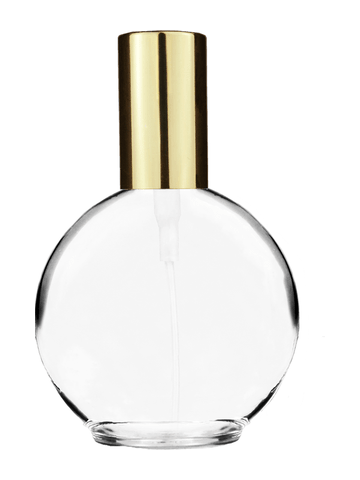Round design 128 ml, 4.33oz  clear glass bottle  with shiny gold spray pump.