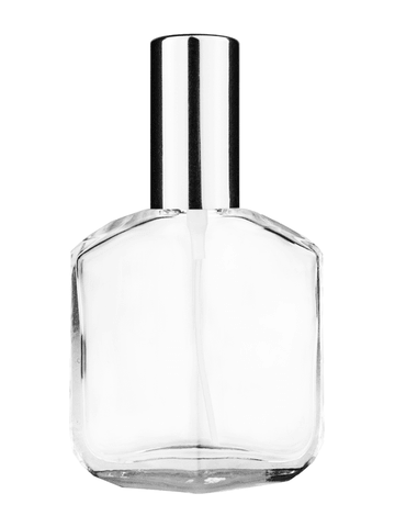 Royal design 13ml, 1/2oz Clear glass bottle with shiny silver spray.