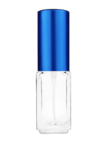 Sleek design 5ml, 1/6oz Clear glass bottle with matte blue spray.