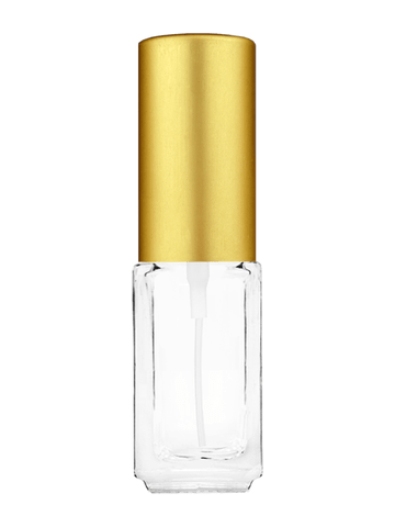 Sleek design 4.2ml, 1/6oz Clear glass bottle with matte gold spray.