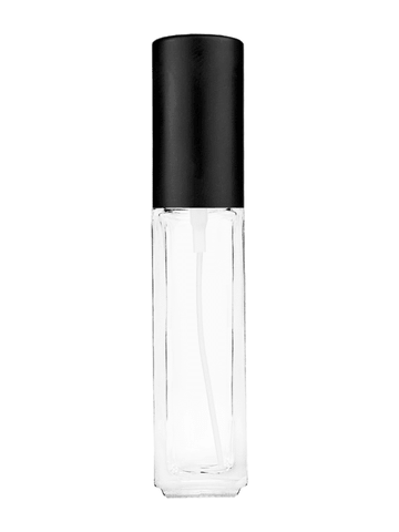 Sleek design 8ml, 1/3oz Clear glass bottle with matte black spray.