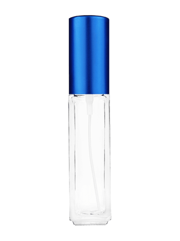 Sleek design 8ml, 1/3oz Clear glass bottle with matte blue spray.