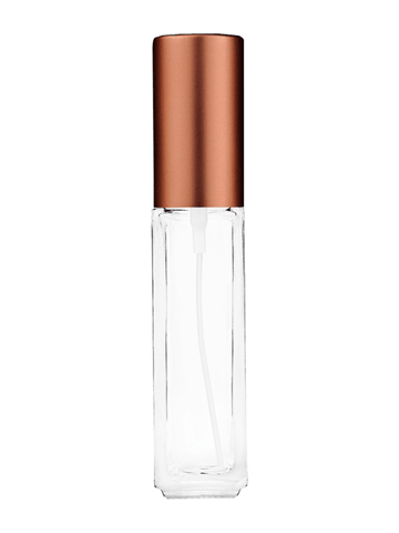 Sleek design 8ml, 1/3oz Clear glass bottle with matte copper spray.