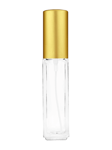 Sleek design 8ml, 1/3oz Clear glass bottle with matte gold spray.