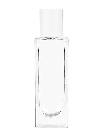 Sleek design 30 ml, 1oz  clear glass bottle  with reducer and white cap.