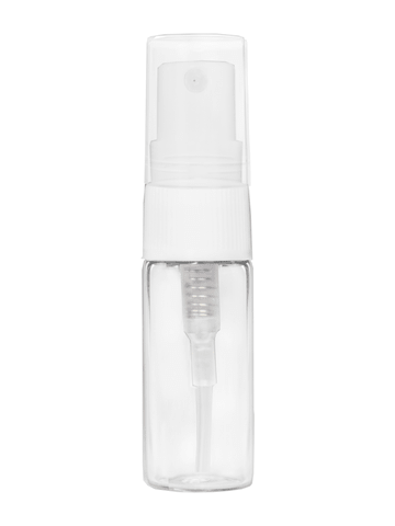 3.3ml Clear Glass Bottle with White Spray Pump and Clear Cap.